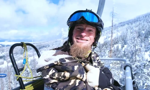 John on ski lift